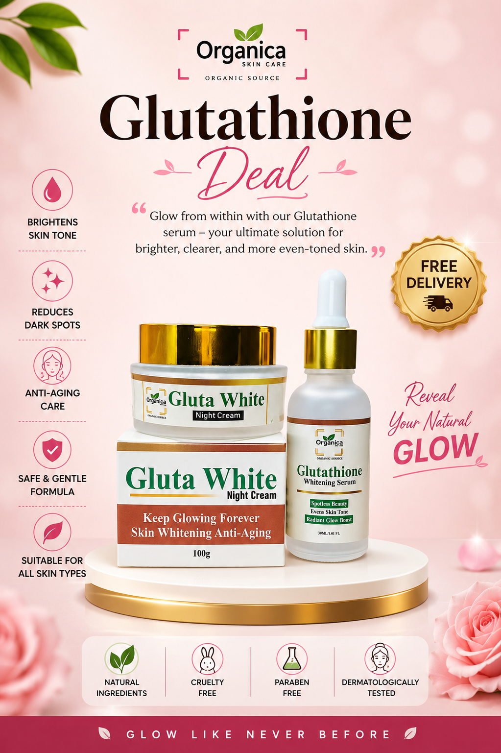 Organica Gluta White Glow Deal ✨ (Serum + Cream Combo)