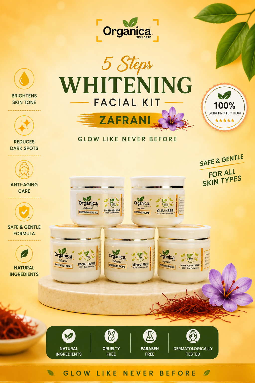 Organica 5 Steps Zafrani Whitening Facial Kit ✨🌿